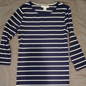 Blue & White Knit Stripes Maternity Dress